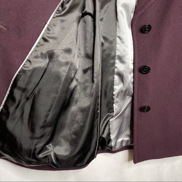 CALVIN KLEIN / plum purple short classic wool blend pea coat / S - Picture 5 of 8